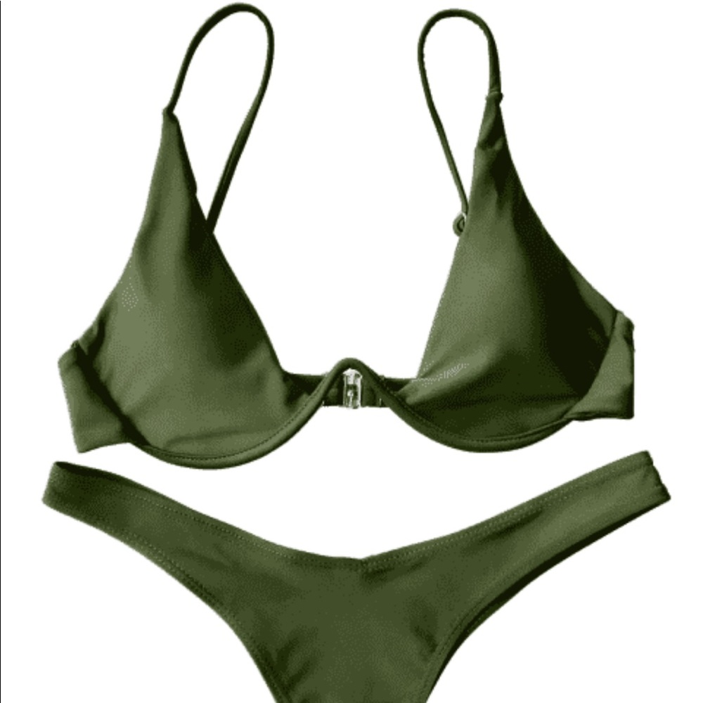 olive green zaful swim suit top